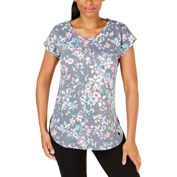 Ideology Floral-Print T-Shirt Grey Size Medium - Picture 1 of 1